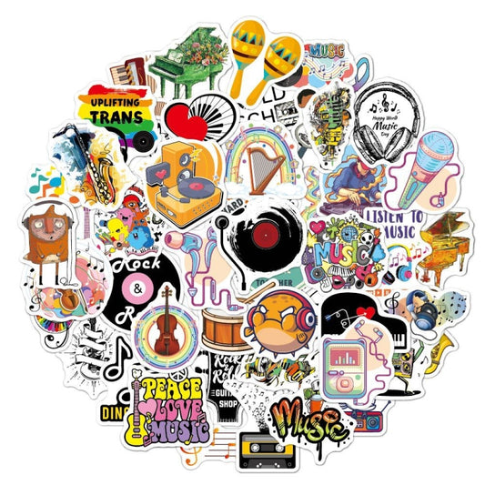 100pcs / 2 Sets Rock Band Sticker Musical Instrument Computer Suitcase Skateboard Decorative Sticker