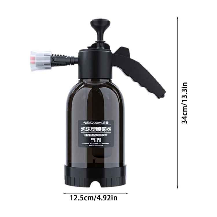 2L Foam Sprayer Pressure Spray Bottle for Car Washing Plants Watering Fertilizing, 9321F Transparent Black