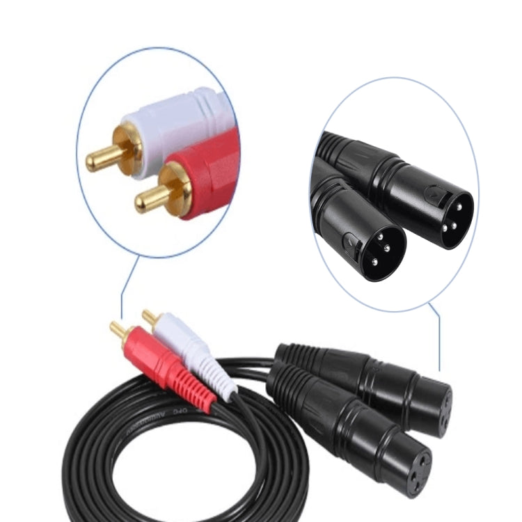2RCA To 2XLR Speaker Canon Cable Audio Balance Cable, 0.5m, 1m, 1.5m, 3m