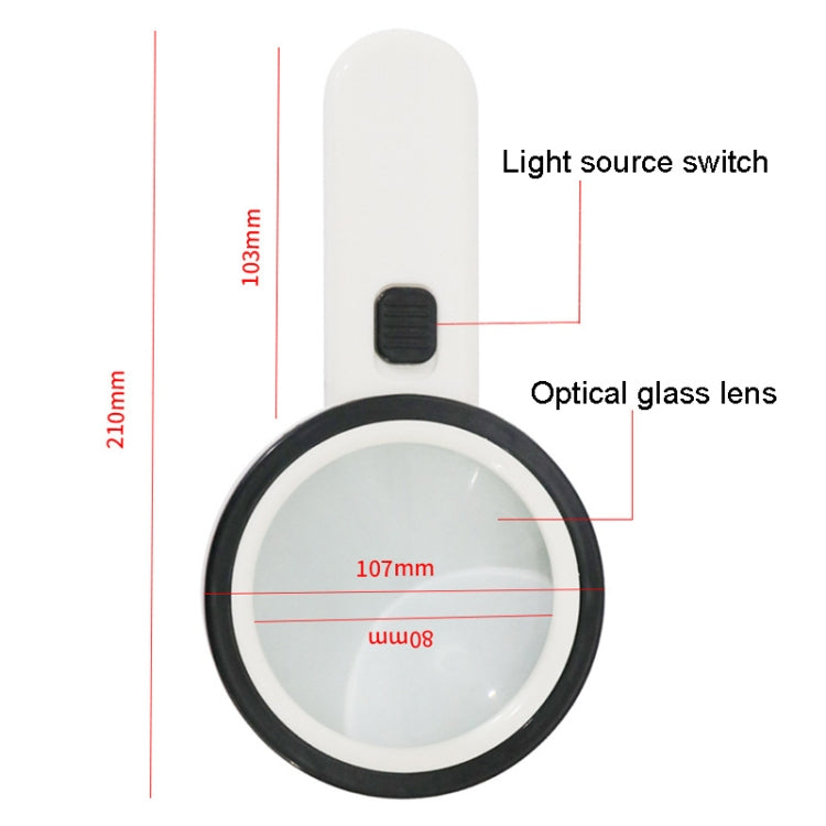 JHS407 30X Handheld HD Magnifier With LED Light, 80mm 30X