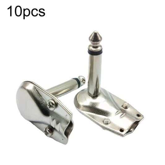 10pcs 6.35mm Right Angle Guitar Plug Audio Microphone Amplifier Connector, Mono, Binaural