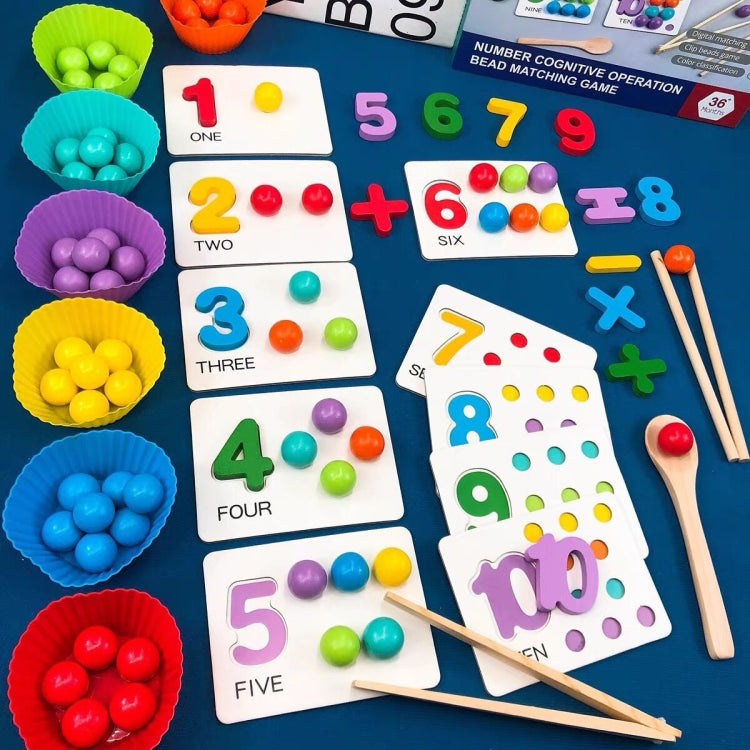 Children Number and Color Matching Clip Beads Enlightenment Teaching Aids Puzzle Early Education Toys