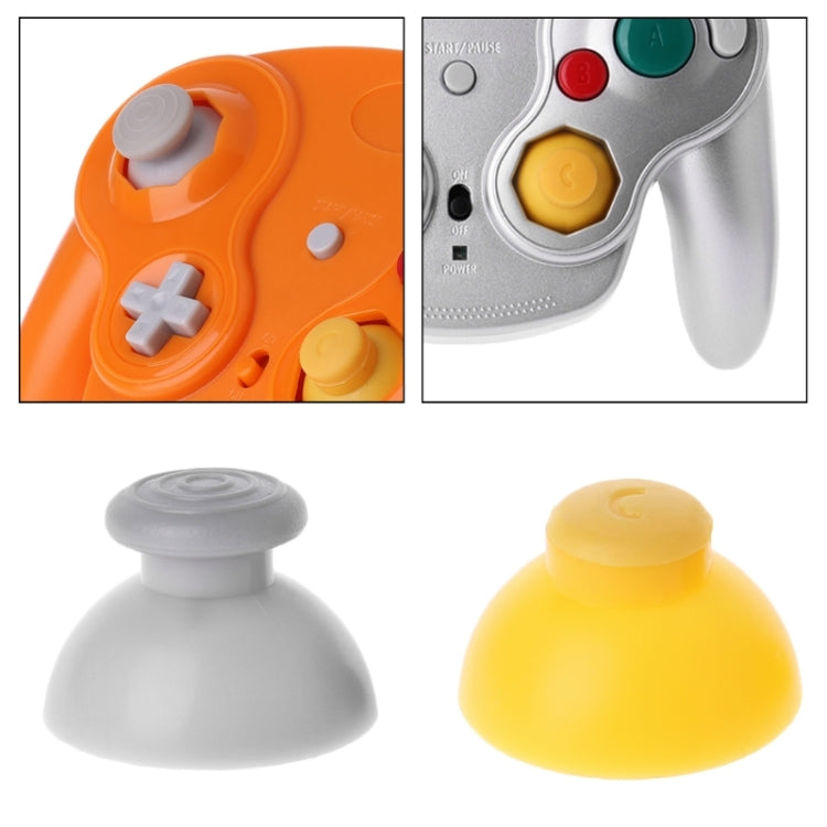 For Nintendo Gamecube NGC Controller 10pcs Joystick Cap Replacement Parts, Yellow, Grey