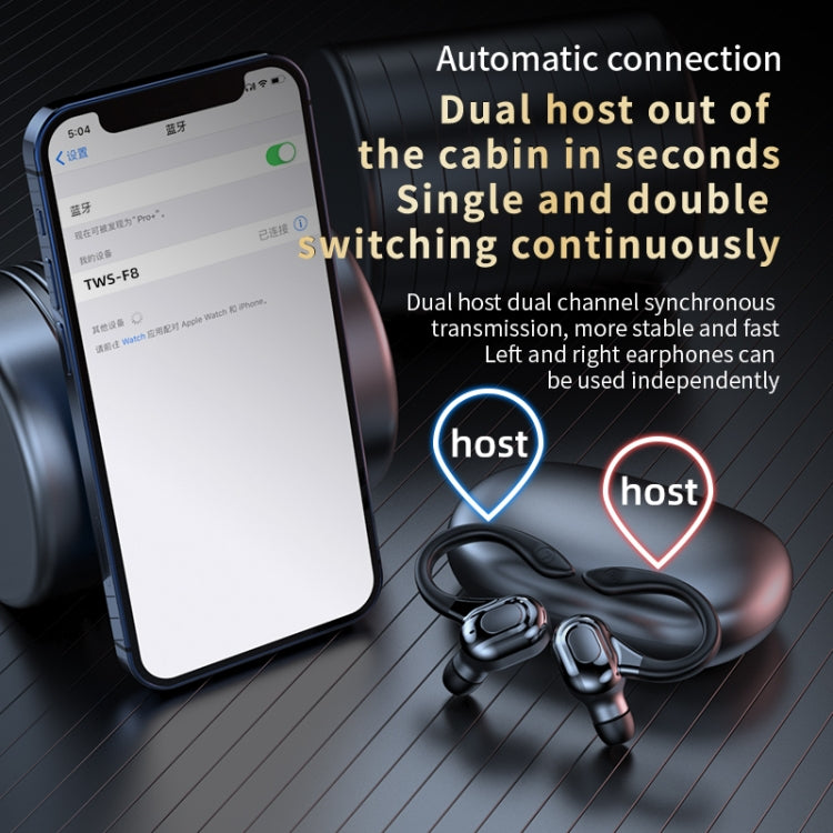 F8 Hanging Ear Stereo Wireless Bluetooth Earphones With Charging Bin, With Charging Bin(Red Double Ear), With Charging Bin(Green Double Ear), With Charging Bin(Blue Double Ear), With Charging Bin(Black Double Ear)
