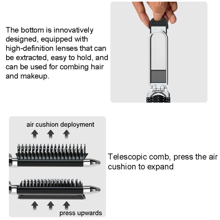2 in 1 Massage Air Cushion Comb Mirror Integrated Comb Portable Folding Comb