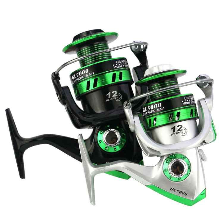 YUMOSHI GL Series Fishing Lines Spinning Reel, GL1000 Silver, GL2000 Silver, GL3000 Silver, GL4000 Silver, GL5000 Silver, GL6000 Silver, GL7000 Silver, GL1000 Black, GL2000 Black, GL3000 Black, GL4000 Black, GL5000 Black, GL6000 Black, GL7000 Black