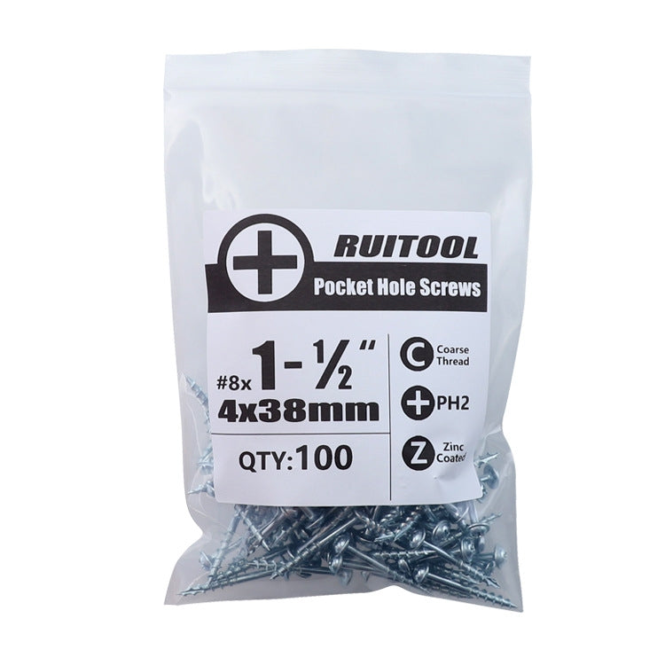 RUITOOL ST4 100pcs Woodworking Slant Hole Screws Half Tooth Self Tapping Phillips Bolt