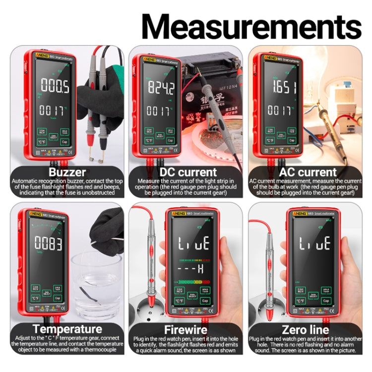 ANENG 683 Smart Touch Screen Automatic Range Rechargeable Multimeter