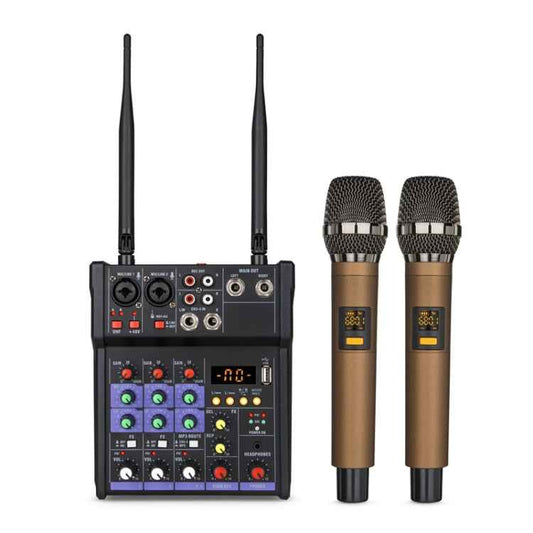G4-M1 4-way Mixer with Wireless Microphone Effect Device Small K Song Recording Bluetooth Mixer, 4-way