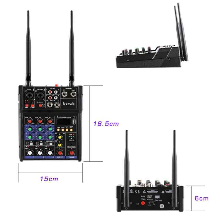 G4-M1 4-way Mixer with Wireless Microphone Effect Device Small K Song Recording Bluetooth Mixer, 4-way
