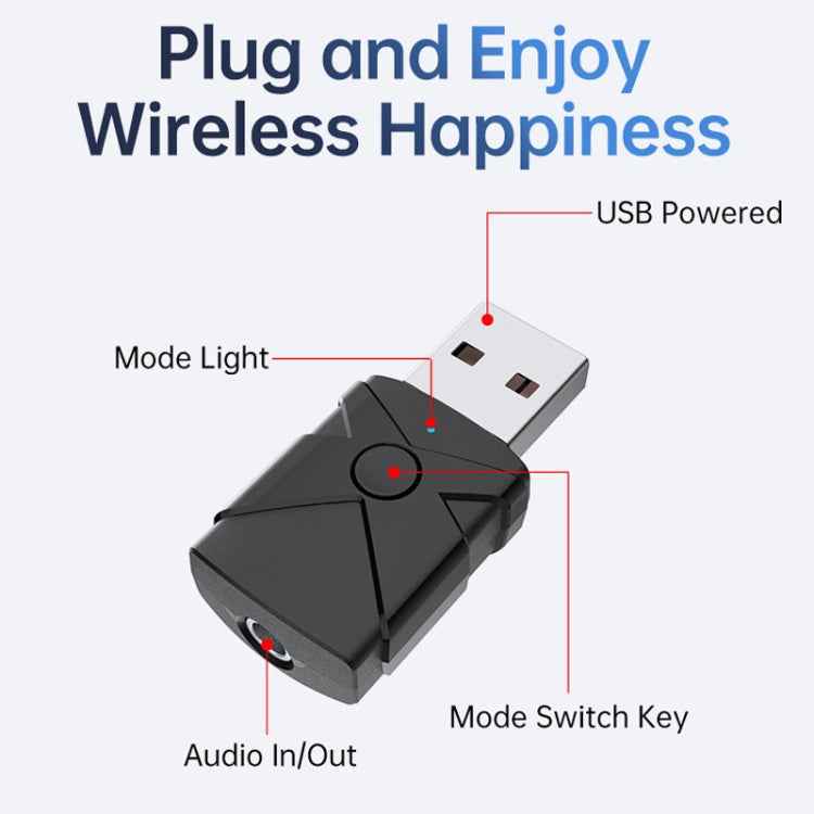 M137 5 in 1 Car USB Bluetooth 5.2 Receiver Transmitter, M137