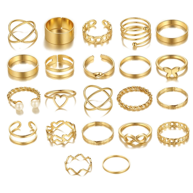 22pcs/set Heart Butterfly Joint Open Ring
