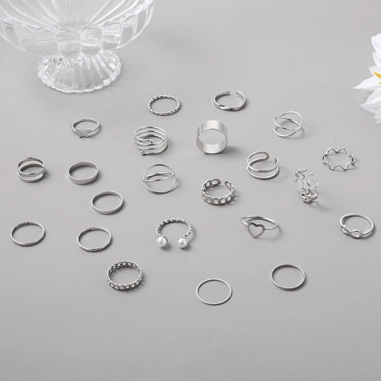 22pcs/set Heart Butterfly Joint Open Ring