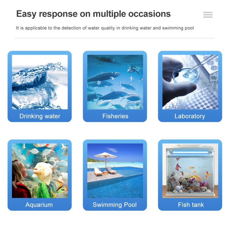 50pcs PH075 6 In 1 Residual Chlorine PH Water Quality Detector PH Test Paper, Package Random Delivery