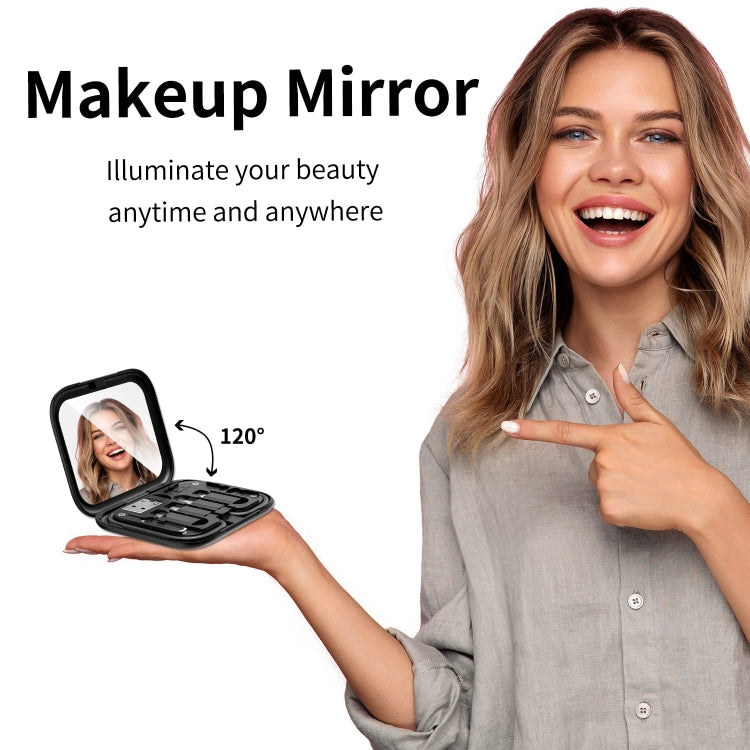 HE-C098 Multi-Functional USB Adapter Charging Cable Kit With Makeup Mirror & Phone Holder, HE-C098 Black, HE-C098 White