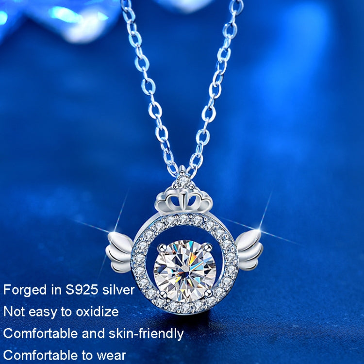 XMA017 Moissanite Diamond Necklace 925 Sterling Silver Crown Pendant Clasp Chain