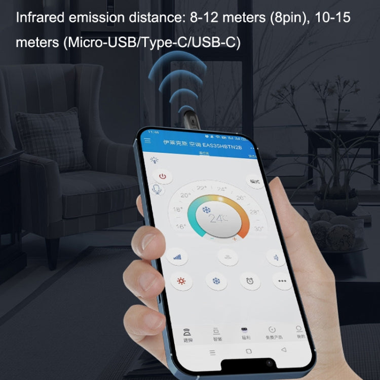 R10 Phone Smart Infrared Transmitter Learning Type Long Distance Remote Control, Interface:, Type-C/USB-C, 8 Pin, Micro USB