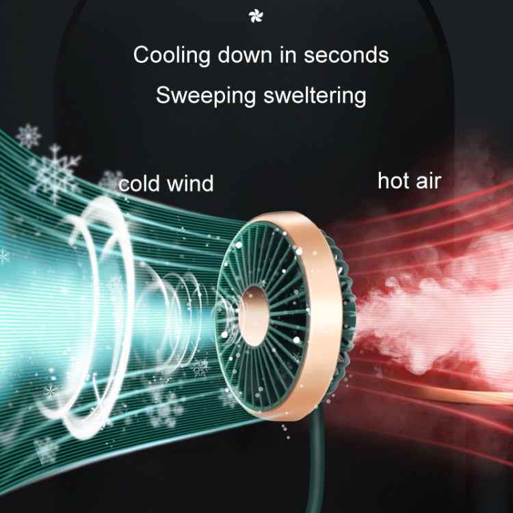 F304 Double-head Hose Built-in Lithium Battery USB Car Fan, Green Gold, Black Silver