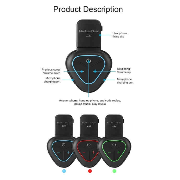 LX1 Motorcycle Half Helmet Waterproof Wireless 5.3 Bluetooth Headset, English