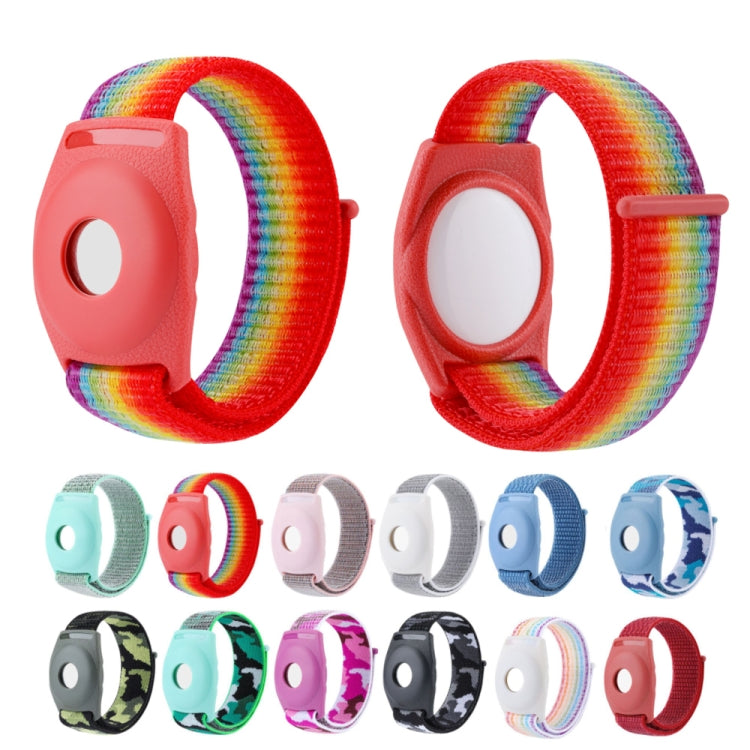 For AirTag Anti-Lost Device Case Locator Nylon Loop Watch Strap Wrist Strap, 17cm (Army Green Camouflage), 22cm (Army Green Camouflage), 17cm (Deep Green Camouflage), 22cm (Deep Green Camouflage), 17cm (Purple Camouflage), 22cm (Purple Camouflage)�����...