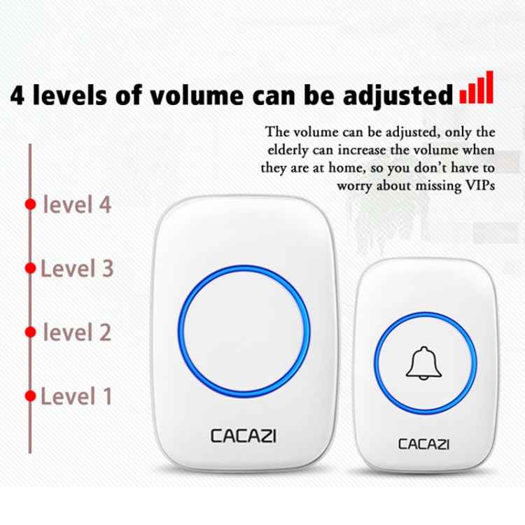 CACAZI A10DC 1 To 2 Battery Type Home Smart Waterproof Electronic Wireless Doorbell, Built-in battery