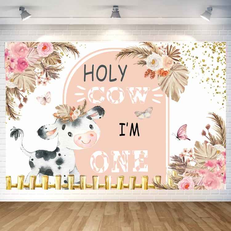Dairy Cow 1st Birthday Party Decoration Banner Hanging Flag Background Cloth, 150x100cm, 180x110cm, 180x120cm, 210x150cm