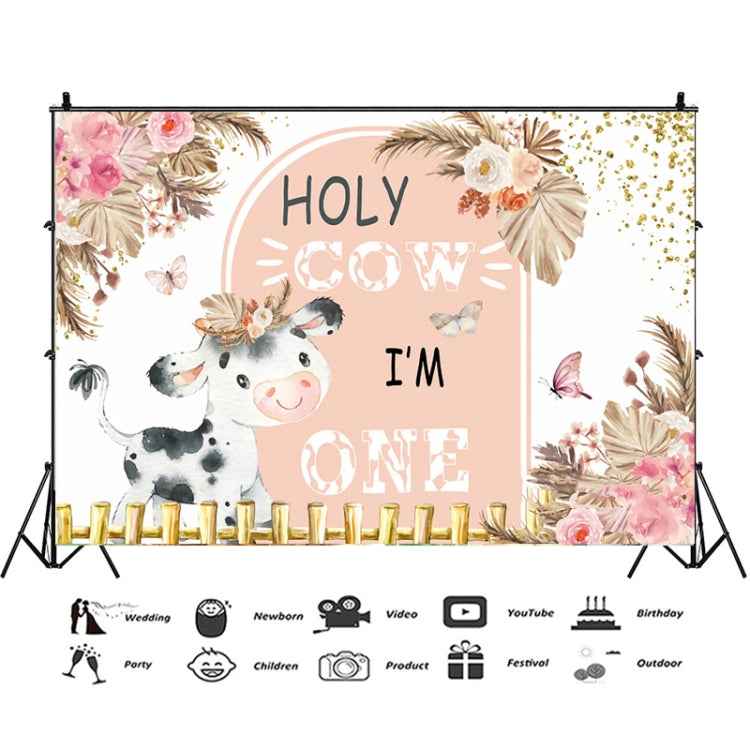 Dairy Cow 1st Birthday Party Decoration Banner Hanging Flag Background Cloth, 150x100cm, 180x110cm, 180x120cm, 210x150cm