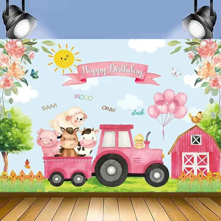 150 x 100cm Farm Animal Truck Backdrop Boy Happy Birthday Background Party Decorations, 150 x 100cm Farm Animal Truck
