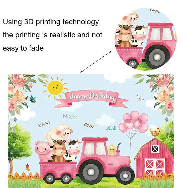 150 x 100cm Farm Animal Truck Backdrop Boy Happy Birthday Background Party Decorations, 150 x 100cm Farm Animal Truck