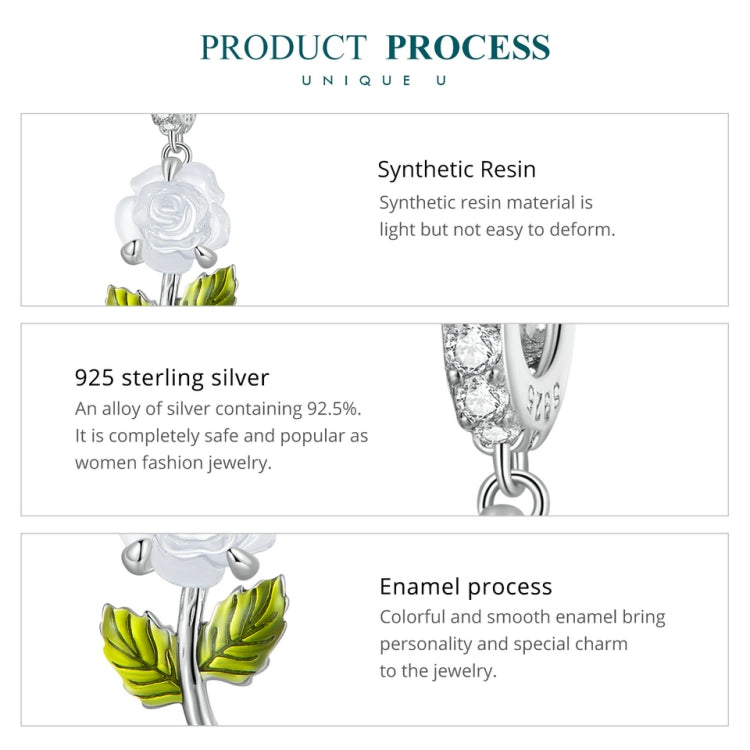 Sterling Silver Zircon Rose UV Color Changing Bead Accessory