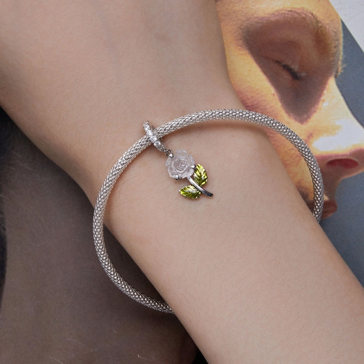 Sterling Silver Zircon Rose UV Color Changing Bead Accessory