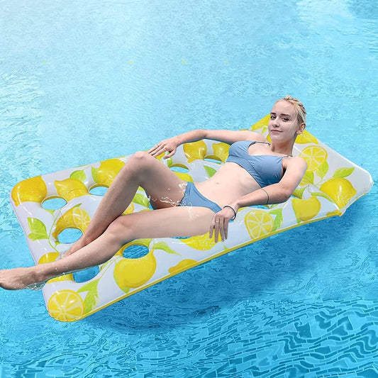 Inflatable Lemon Float Row Hole Water Bed Lounge Chair