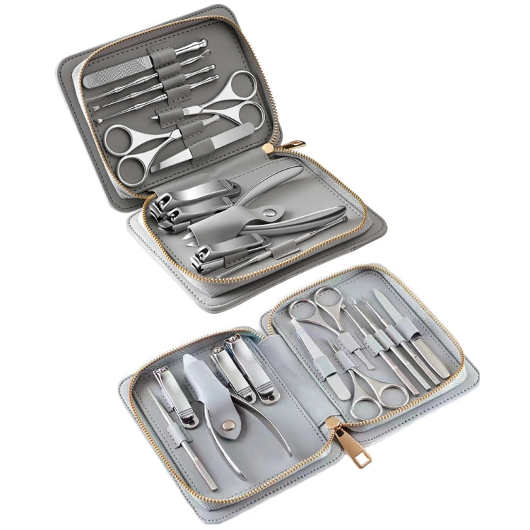 12 in 1 Stainless Steel Nail Trimming and Polishing Tool Set, Bamboo Section