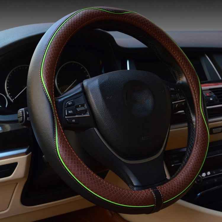 38cm Car Embossed Leather Steering Wheel Cover, Black Red, Black Blue, Dark Coffee, Black Light Coffee, All Black, All Coffee, D Type Black Red, D Type Black, D Type Black Coffee, D Type All Black, D Type All Coffee, D Type Black Light Coffee