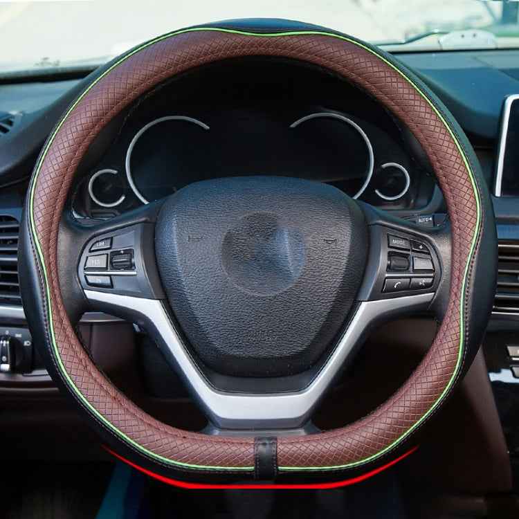 38cm Car Embossed Leather Steering Wheel Cover, Black Red, Black Blue, Dark Coffee, Black Light Coffee, All Black, All Coffee, D Type Black Red, D Type Black, D Type Black Coffee, D Type All Black, D Type All Coffee, D Type Black Light Coffee