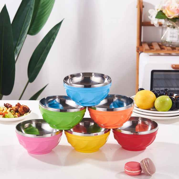 Double-Layer Stainless Steel Bowl With Lid Children Dinner Insulated Rice Bowl, 6pcs /Set 13cm, 6pcs /Set 15cm, 6pcs /Set 17cm