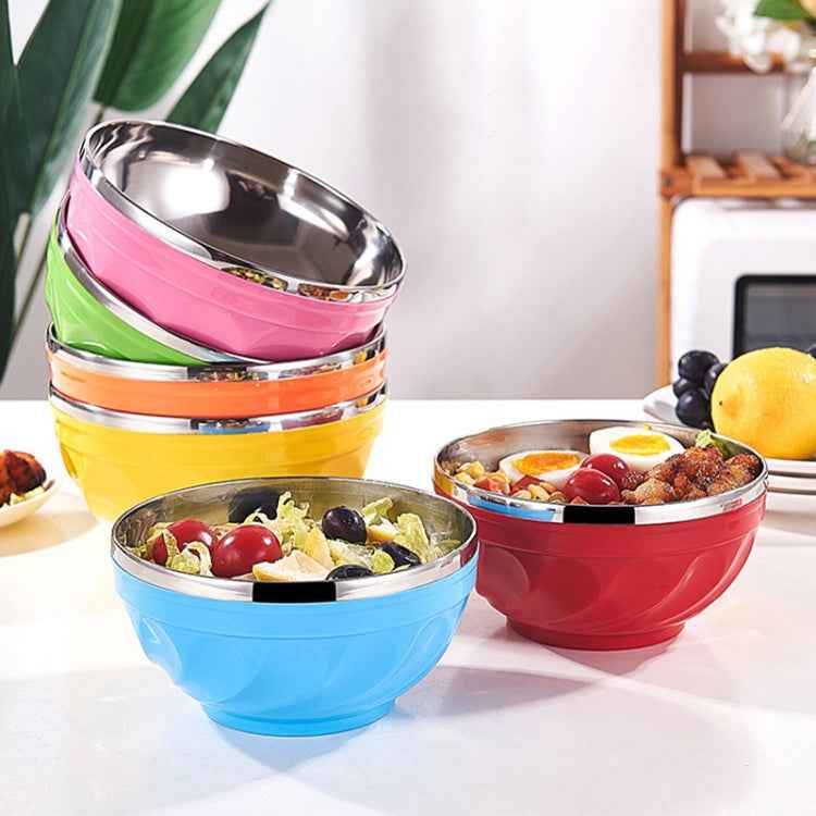 Double-Layer Stainless Steel Bowl With Lid Children Dinner Insulated Rice Bowl, 6pcs /Set 13cm, 6pcs /Set 15cm, 6pcs /Set 17cm