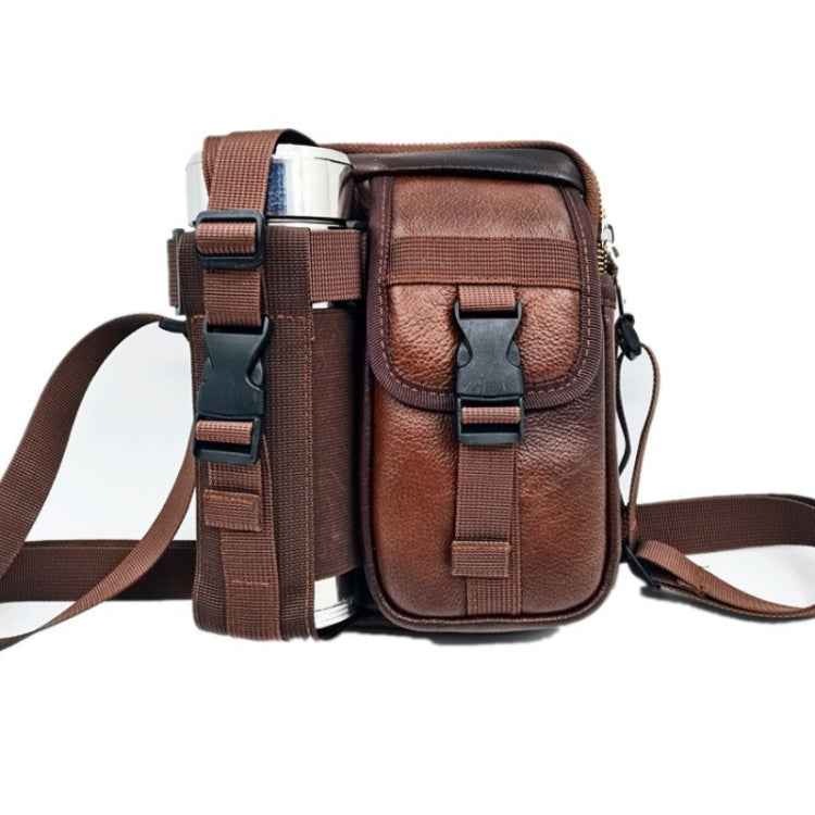 8 Inch Leather Shoulder Mobile Phone Messenger Bag Casual Water Bottle Bag