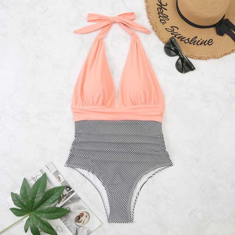 Summer One-piece Backless Lace-Up Ladies Swimsuit Floral-print Halter Bikini, S, M, L