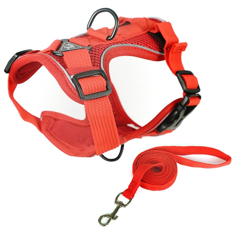Pet Vest Harness + Traction Rope Set Reflective Breathable Dog Cat Harness
