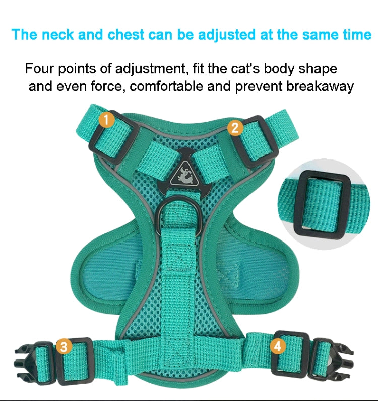 Pet Vest Harness + Traction Rope Set Reflective Breathable Dog Cat Harness