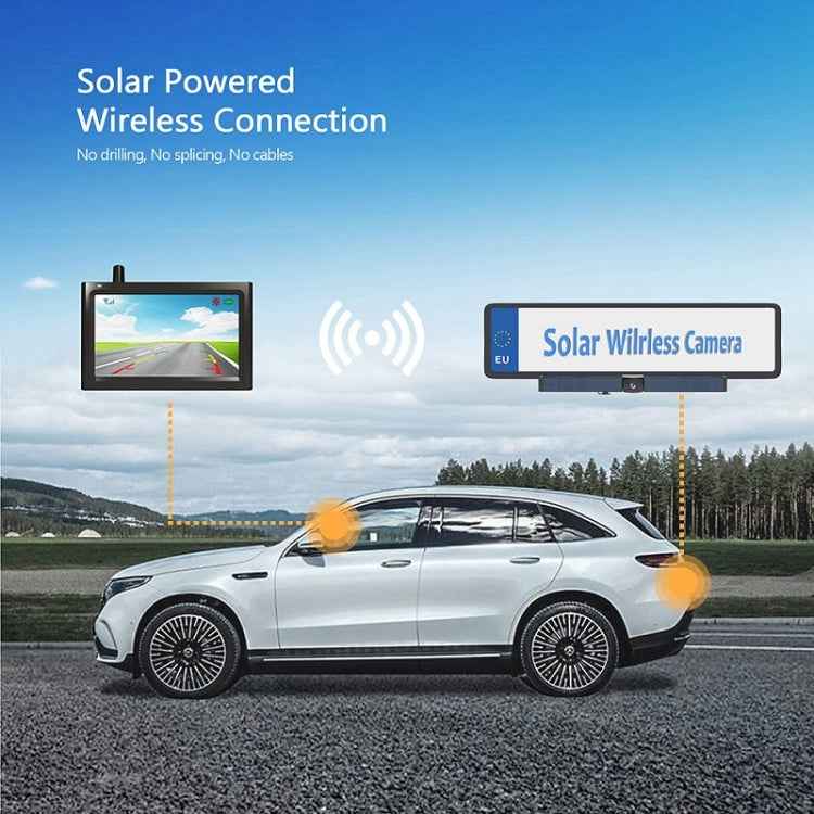 Solar Powered Rear View System Reversing Wireless Transmission Car Camera Display, RC01