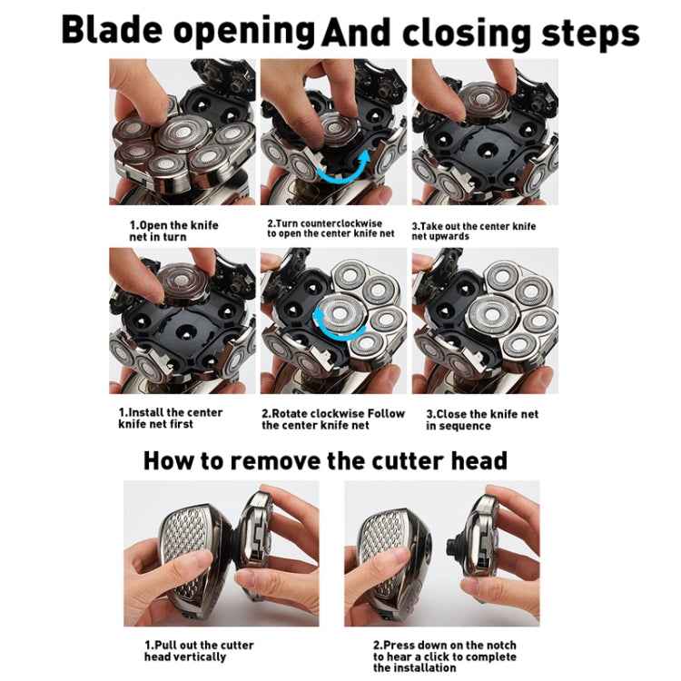 9 Knife Head Multifunctional USB Shaver Full Body Water Washing Shaver Men Hair Bald