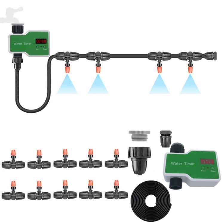 Irrigation System Intelligent Controller Automatic Timed Watering Device, 1 Water Outlet, 2 Water Outlet, 10m 10sets Hanging Spray Sprinklers, 10m 10sets Ground Plug Dual-use Suit, 20m 20sets Hanging Spray Nozzles, 20m 20sets Ground Plug Dual-use Suit