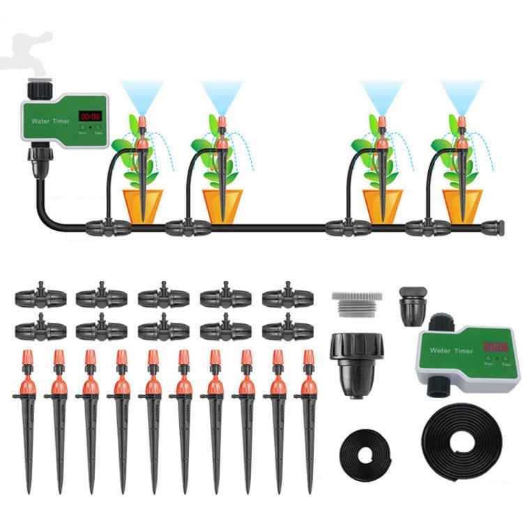 Irrigation System Intelligent Controller Automatic Timed Watering Device, 1 Water Outlet, 2 Water Outlet, 10m 10sets Hanging Spray Sprinklers, 10m 10sets Ground Plug Dual-use Suit, 20m 20sets Hanging Spray Nozzles, 20m 20sets Ground Plug Dual-use Suit