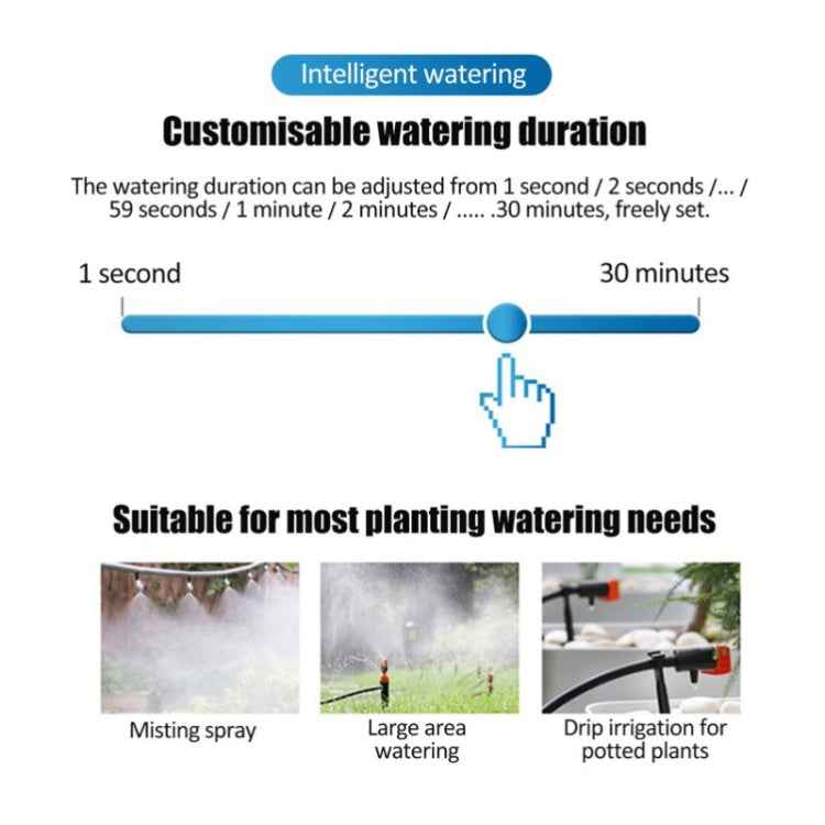Irrigation System Intelligent Controller Automatic Timed Watering Device, 1 Water Outlet, 2 Water Outlet, 10m 10sets Hanging Spray Sprinklers, 10m 10sets Ground Plug Dual-use Suit, 20m 20sets Hanging Spray Nozzles, 20m 20sets Ground Plug Dual-use Suit