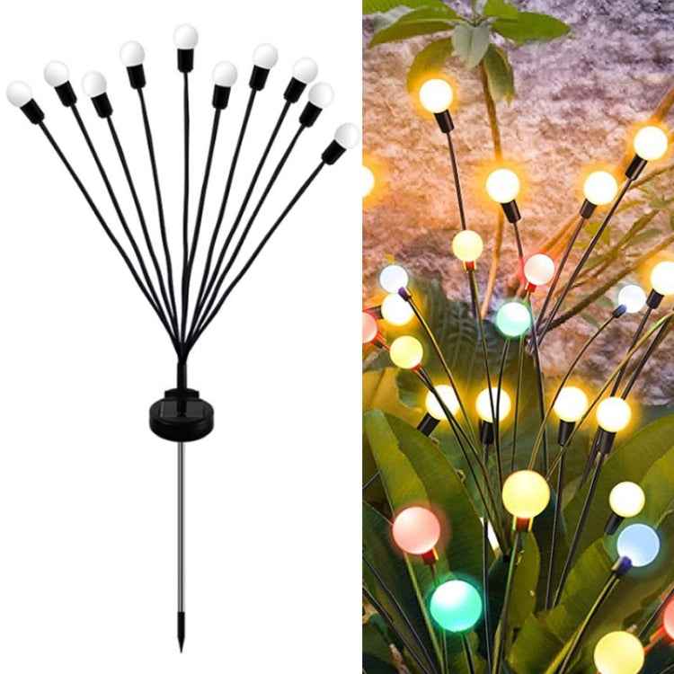 2sets Solar Firefly Lights Christmas Outdoor Garden Waterproof Lawn Lights, 6 Head Warm Light, 6 Head Color Light, 8 Head Warm Light, 8 Head Color Light, 10 Head Warm Light, 10 Head Color Light
