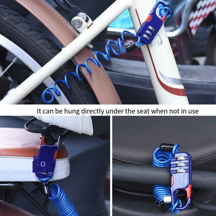 Helmet Anti Theft Password Lock Motorcycle Car Basket Soft Lock, Blue, White, Black, Pink