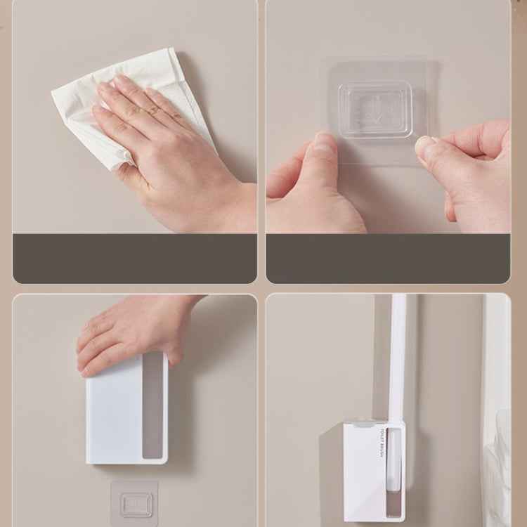 Household Wall Mounted Long Handle Disposable Toilet Brush Set, White