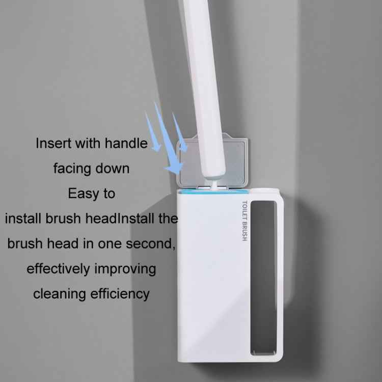 Household Wall Mounted Long Handle Disposable Toilet Brush Set, White
